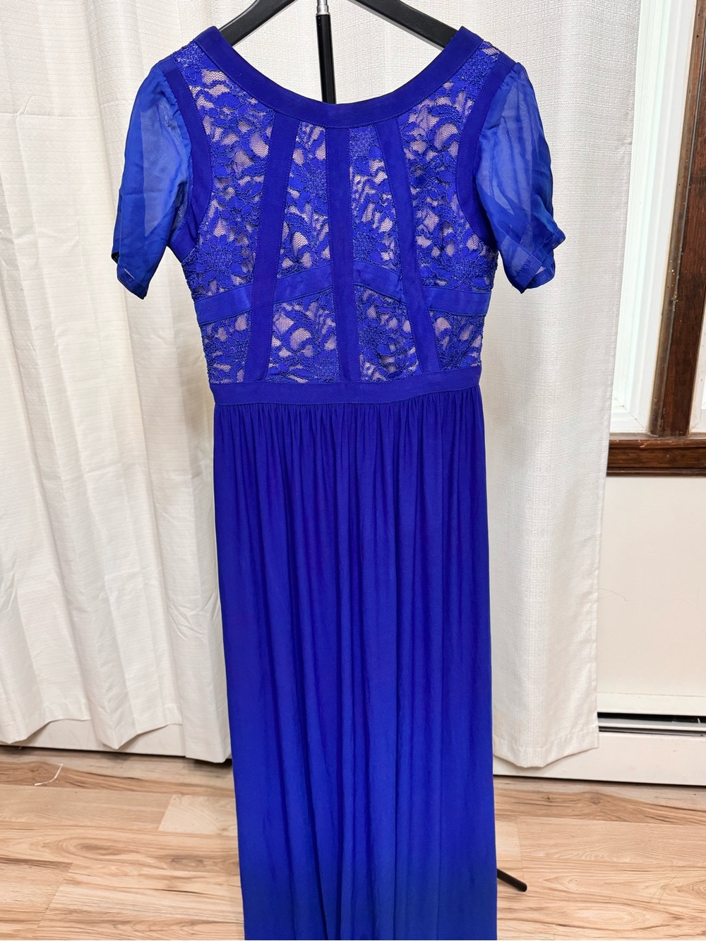 Royal Blue Lace & Chiffon Maxi Dress